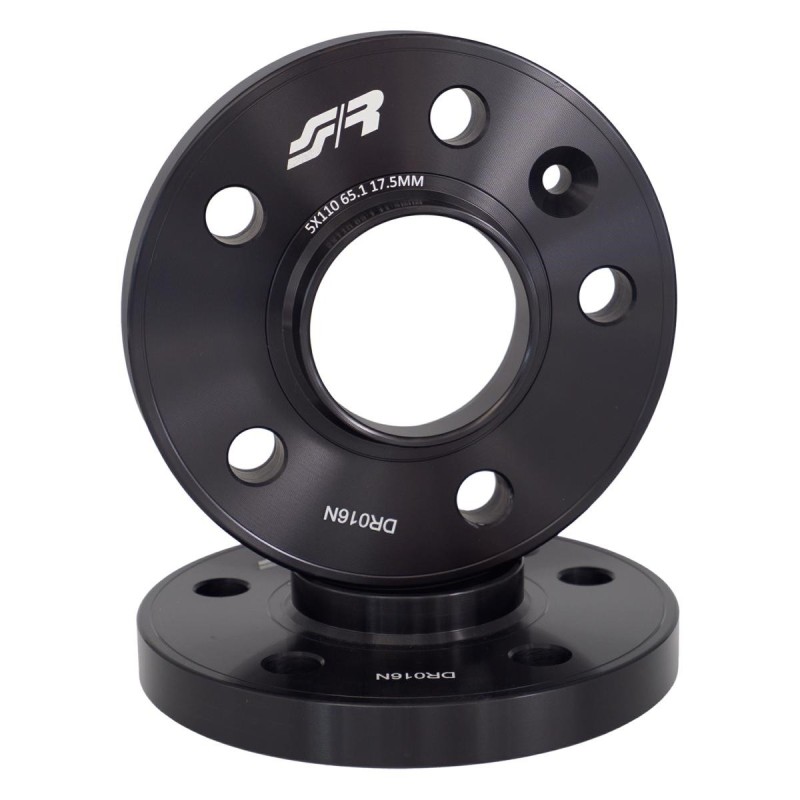 2 distanziali alluminio nero 17,5mm 5x110 mozzo 65,1 - DR016N