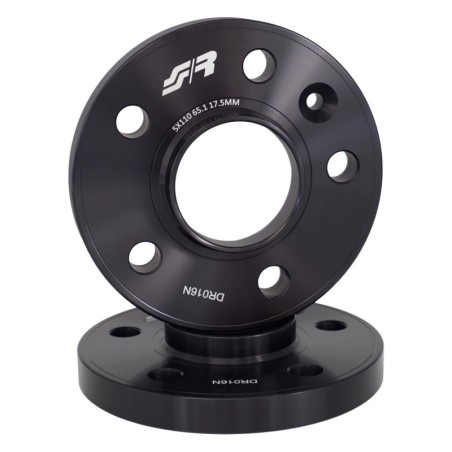 2 distanziali alluminio nero 17,5mm 5x110 mozzo 65,1 - DR016N