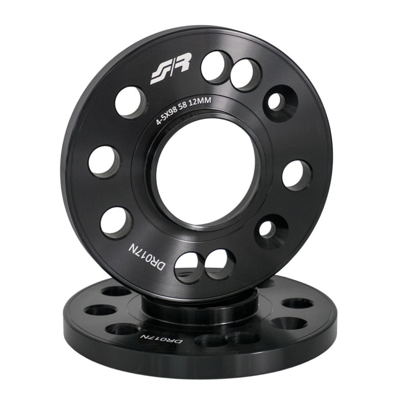 2 distanziali alluminio nero 12mm 4-5x98 mozzo 58,1 - DR017N