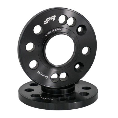 2 distanziali alluminio nero 12mm 4-5x98 mozzo 58,1 - DR017N
