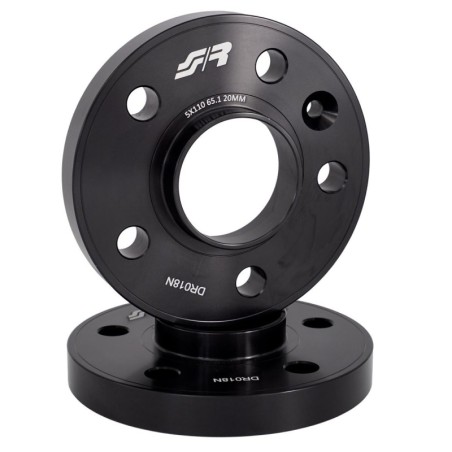 2 distanziali alluminio nero 20mm 5x110 mozzo 65,1 - DR018N