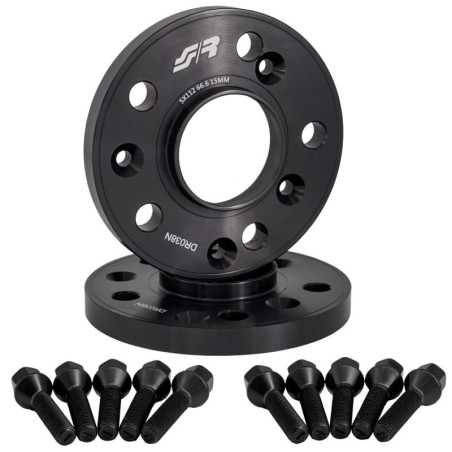2 distanziali ruota neri 15mm 5x112 centraggio 66,6 con bull. - DR038N/B2N