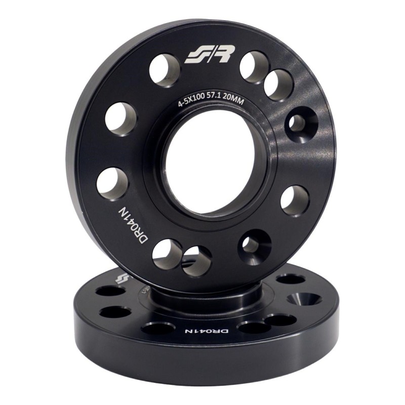 2 distanziali alluminio neri 20mm 4-5x100 mozzo 57,1 - DR041N