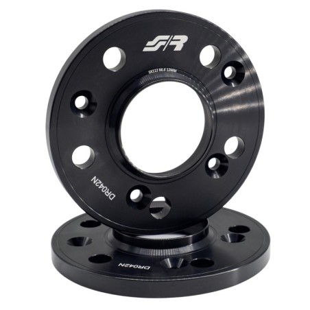 2 distanziali alluminio nero 12mm 5x112 mozzo 66,6 - DR042N