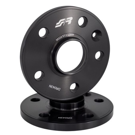 2 distanziali alluminio nero 12mm 5x112 mozzo 57,1 - DR043N