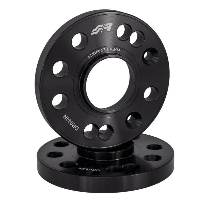 2 distanziali alluminio nero 16mm 4-5x100 mozzo 57,1 - DR044N