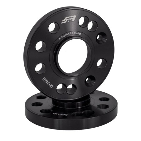 2 distanziali alluminio nero 16mm 4-5x100 mozzo 57,1 - DR044N