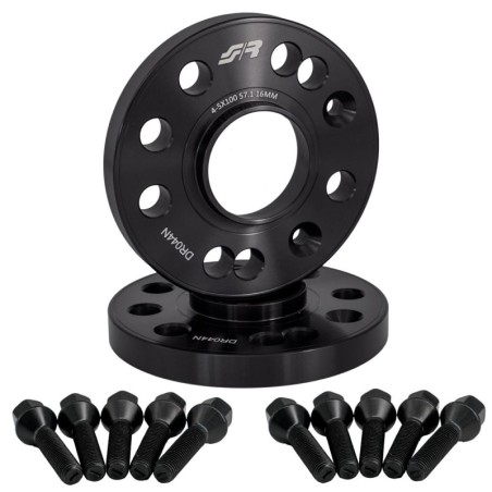 2 distanziali ruota neri 16mm 4-5x100 centraggio 57,1 con bull. - DR044N/B2N