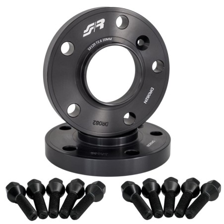 2 distanziali ruota neri 20mm 5x120 centraggio 72,6 con bull. - DR082N/B2N