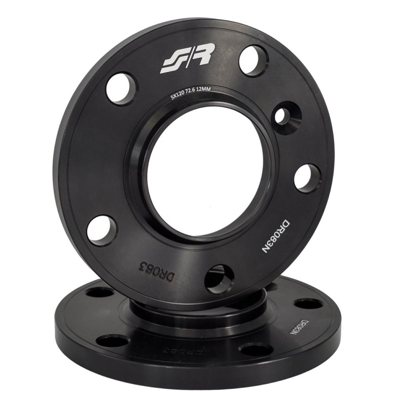 2 distanziali alluminio nero 12mm 5X120 mozzo 72,6 - DR083N