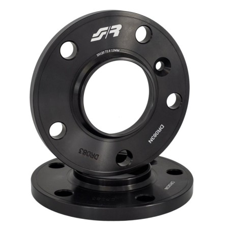 2 distanziali alluminio nero 12mm 5X120 mozzo 72,6 - DR083N