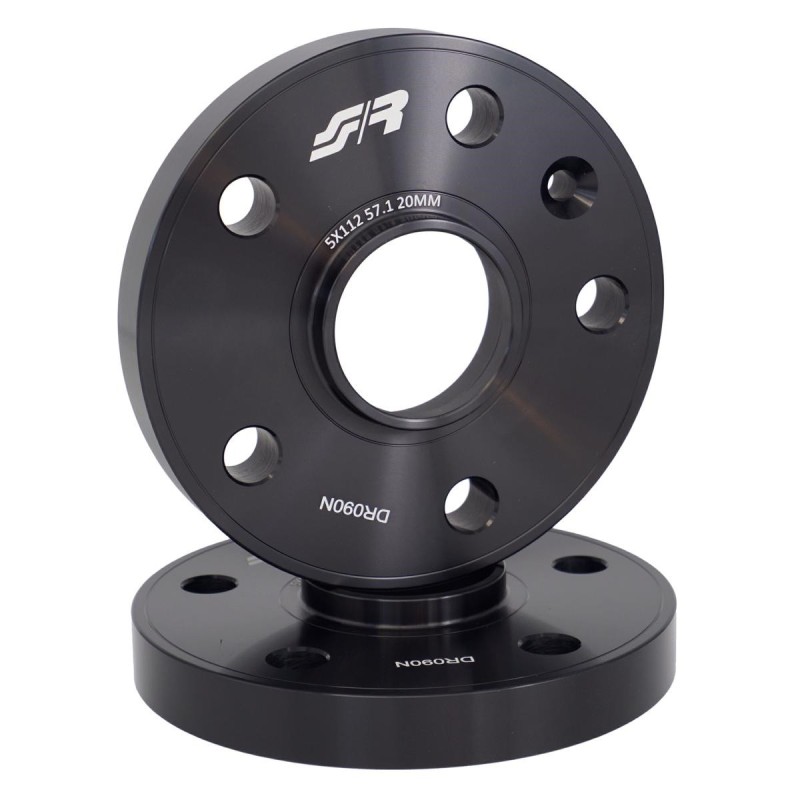 2 distanziali alluminio neri 20mm 5X112 mozzo 57,1 - DR090N