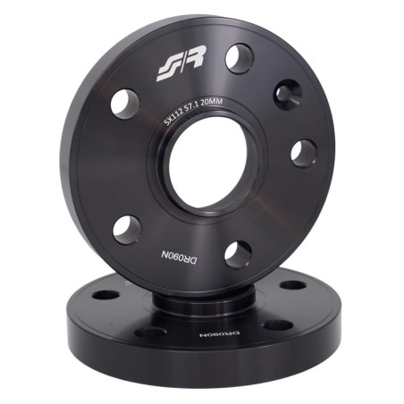 2 distanziali alluminio neri 20mm 5X112 mozzo 57,1 - DR090N