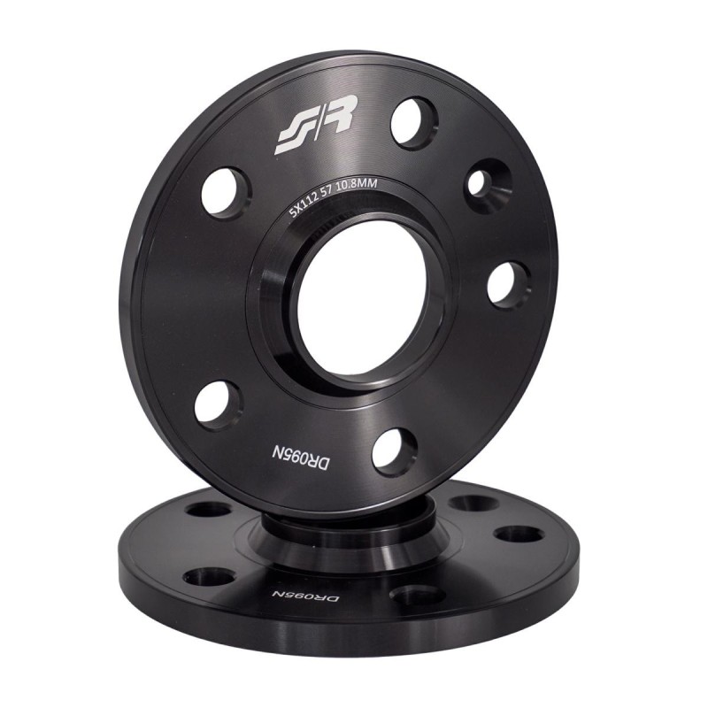2 distanziali alluminio nero 10mm 5x112 mozzo 57,1 - DR095N