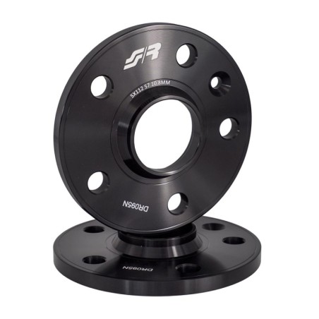 2 distanziali alluminio nero 10mm 5x112 mozzo 57,1 - DR095N