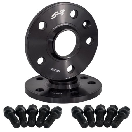 2 distanziali ruota neri 10mm 5x112 57,1 con bulloneria sferica - DR095N/B18N