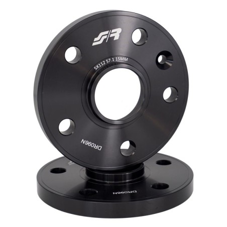2 distanziali alluminio nero 15mm 5X112 mozzo 57,1 - DR096N