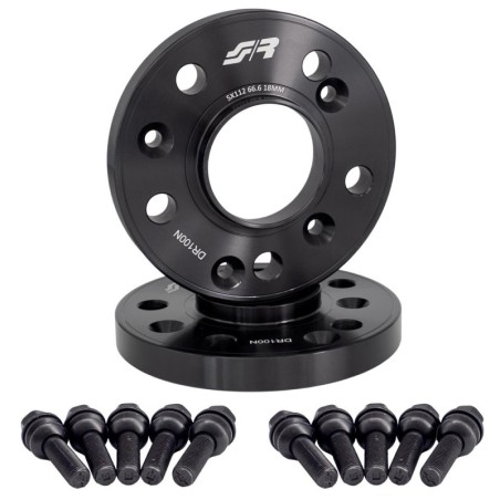 2 distanziali ruota neri 18mm 5x112 centraggio 66,6 con bull. - DR100N/B23N