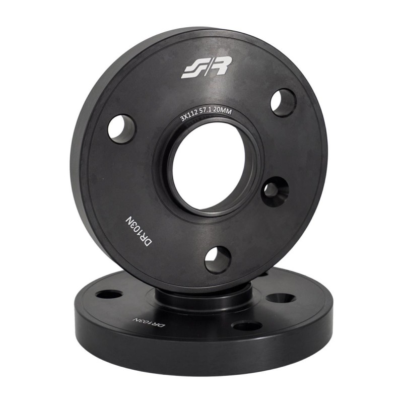2 distanziali alluminio nero 20mm 3x112 mozzo 57,1 - DR103N