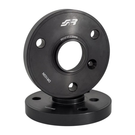 2 distanziali alluminio nero 20mm 3x112 mozzo 57,1 - DR103N
