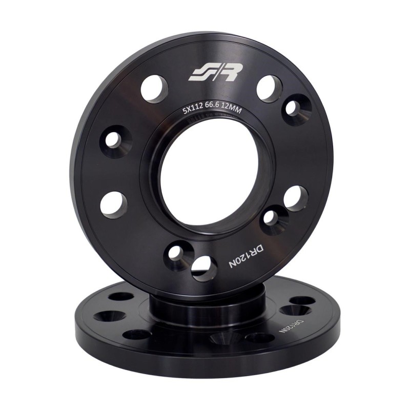 2 distanziali neri alluminio 12mm 5x112 centraggio 66,6 - DR120N