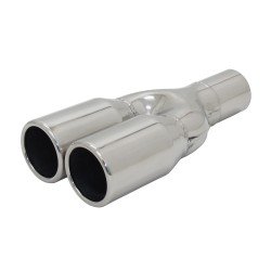 Terminale di scarico finale codino in acciaio inox Y 2x76mm con ABE novus