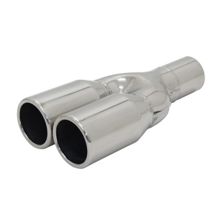 Terminale di scarico finale codino in acciaio inox Y 2x76mm con ABE novus