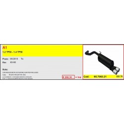 Scarico Sportivo Audi A1 doppio tondo 76mm