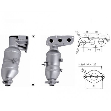 Catalizzatore Citroen C1 1.0 12v 50kw / 68 cv (CFA)