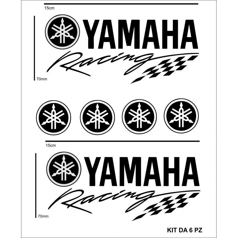 Adesivi per auto moto scooter Yahama Neri racing 6 pezzi yamaha