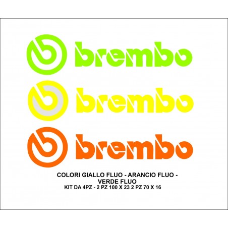 Adesivi brembo per pinze auto moto 4 pz colore fluo a richiesta