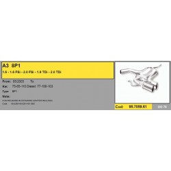 Scarico sportivo Asso Racing Audi a3 8p1 1.9 2.0 tdi