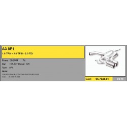 Scarico sportivo marmitta audi a3 8p1 doppia 76mm