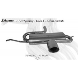 Scarico Sportivo fiat 600 seicento euro 3 uscita centrale 1.1