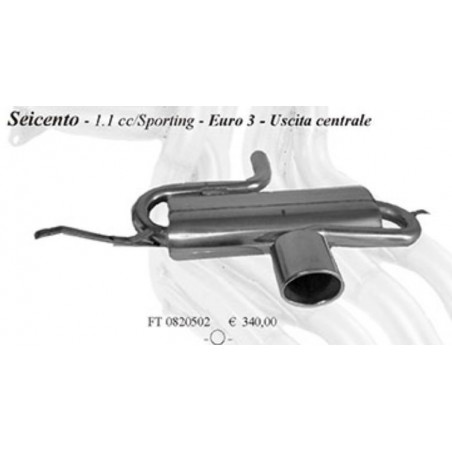 Scarico Sportivo fiat 600 seicento euro 3 uscita centrale 1.1