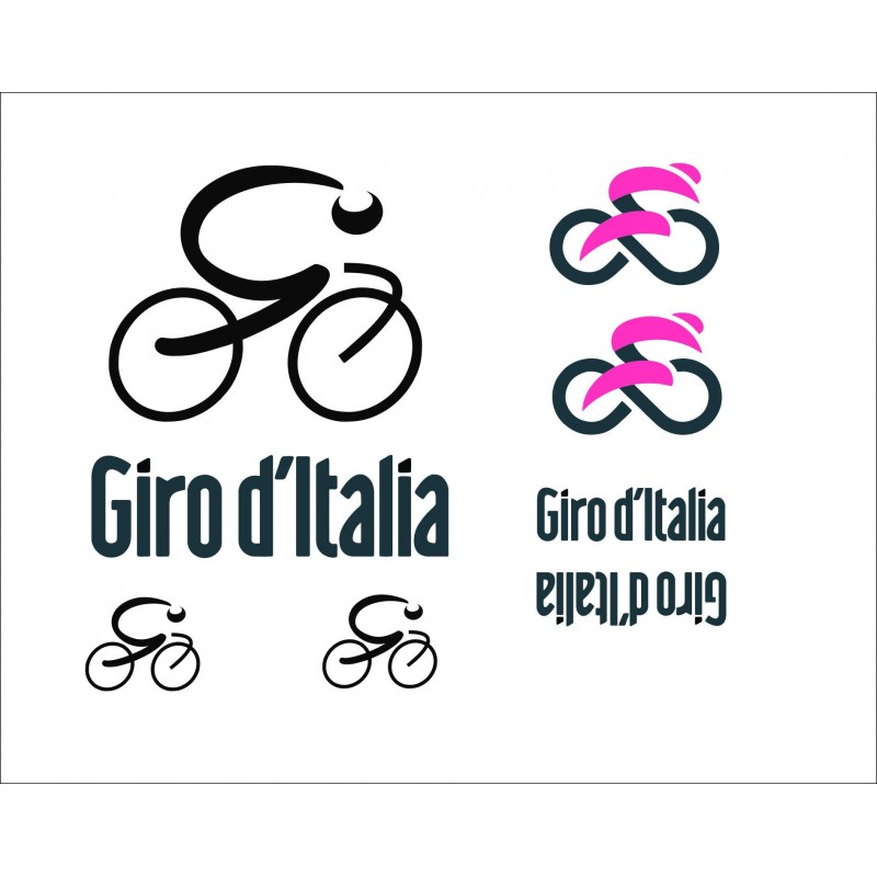 Adesivi auto bici giro d'italia con logo e scritta stickers