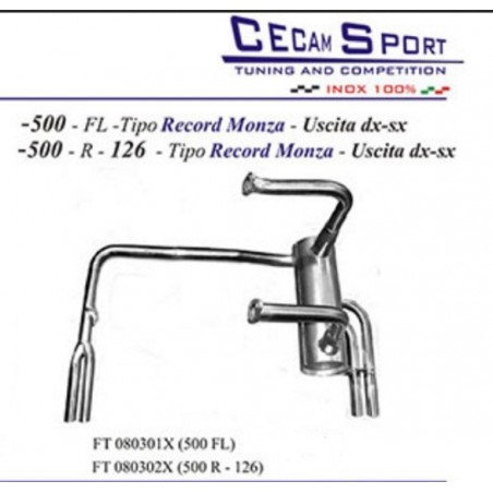 Doppio scarico a 4 uscite per fiat 500 old F - L