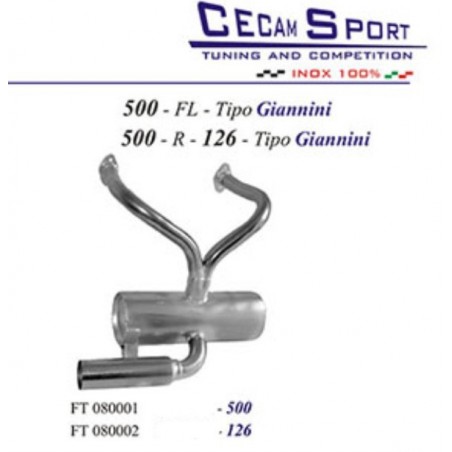 marmitta sportiva fiat 500 old 1973 80mm inox