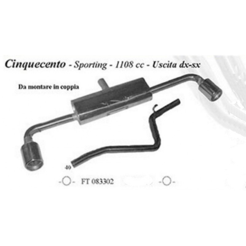 doppio scarico per fiat 500 1100cc sporting 92 -97 58hp