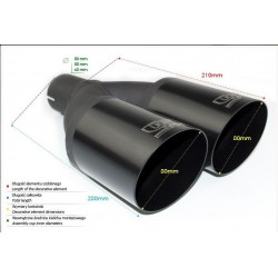 NBL2-90 codini terminali marmitta 2x90mm nero black acciaio verniciato a polvere