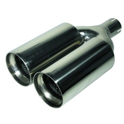 Terminale marmitta 2 x 100mm acciaio no logo neutro innesto 58mm