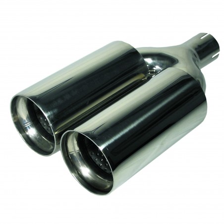 Terminale marmitta 2 x 100mm acciaio no logo neutro innesto 58mm