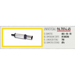 Scarico universale con uscita 76mm acciaio asso racing