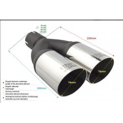 codino marmitta 2 x 70 mm taglio obliquo sottile acciaio Ulter