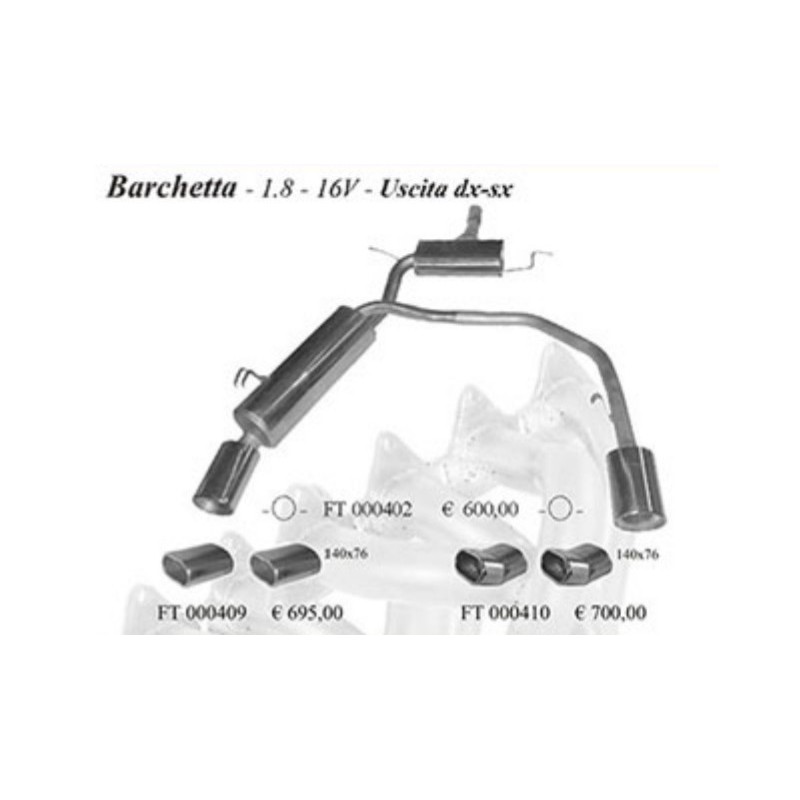 Silenziatore posteriore sportivo per fiat barchetta ovale 90 x 70mm