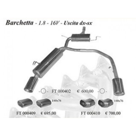 Silenziatore posteriore sportivo per fiat barchetta ovale 90 x 70mm