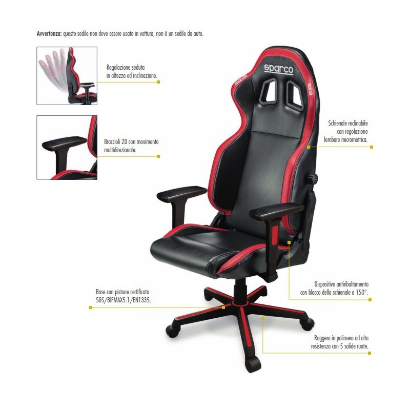 SEDILE SPARCO 00998NRRS SEDIA UFFICIO NR/RS