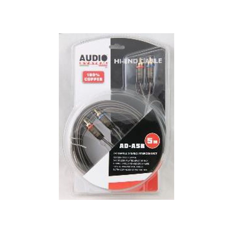 cavo prolunga rca 5mt ofc audiosystem connettore maschio maschio coppia