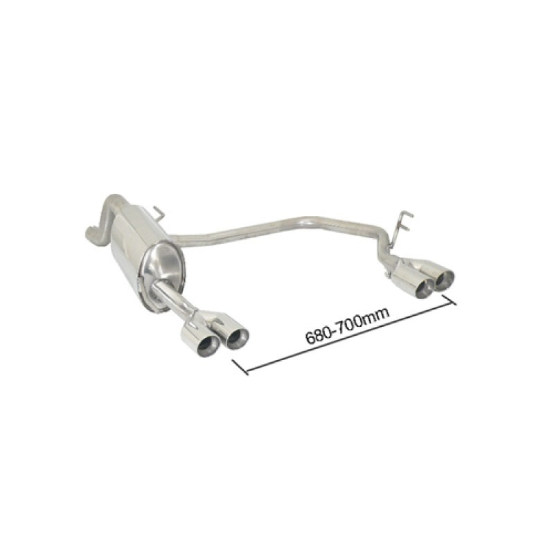 doppio scarico acciaio alfa mito 1400 T multiair quadrifoglio 76mm x 4