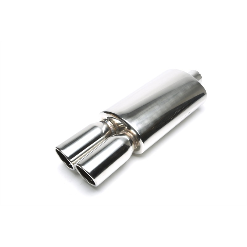 scarico sportivo universale doppia uscita 2 x 89mm tondo obliquo